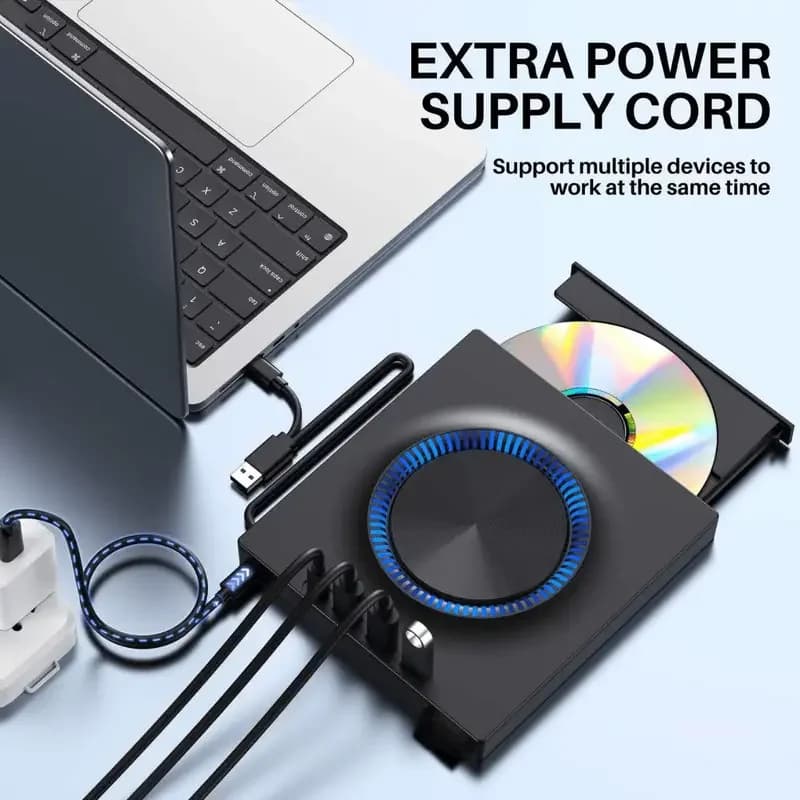 Nuova unità CD/DVD esterna Dazzling 3 USB 3.0 per 2024: hub CD/DVD+/-RW Drive/lettore DVD portatile di tipo C con lettore di schede SD, Co