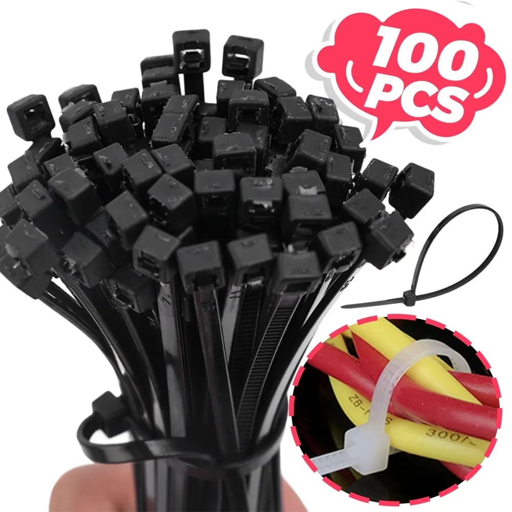 Fascette per cavi in nylon autobloccanti da 100 pezzi Cavi per auto regolabili Organizzatore Cablaggio Anello di fissaggio Fascette per cavi per ufficio domestico