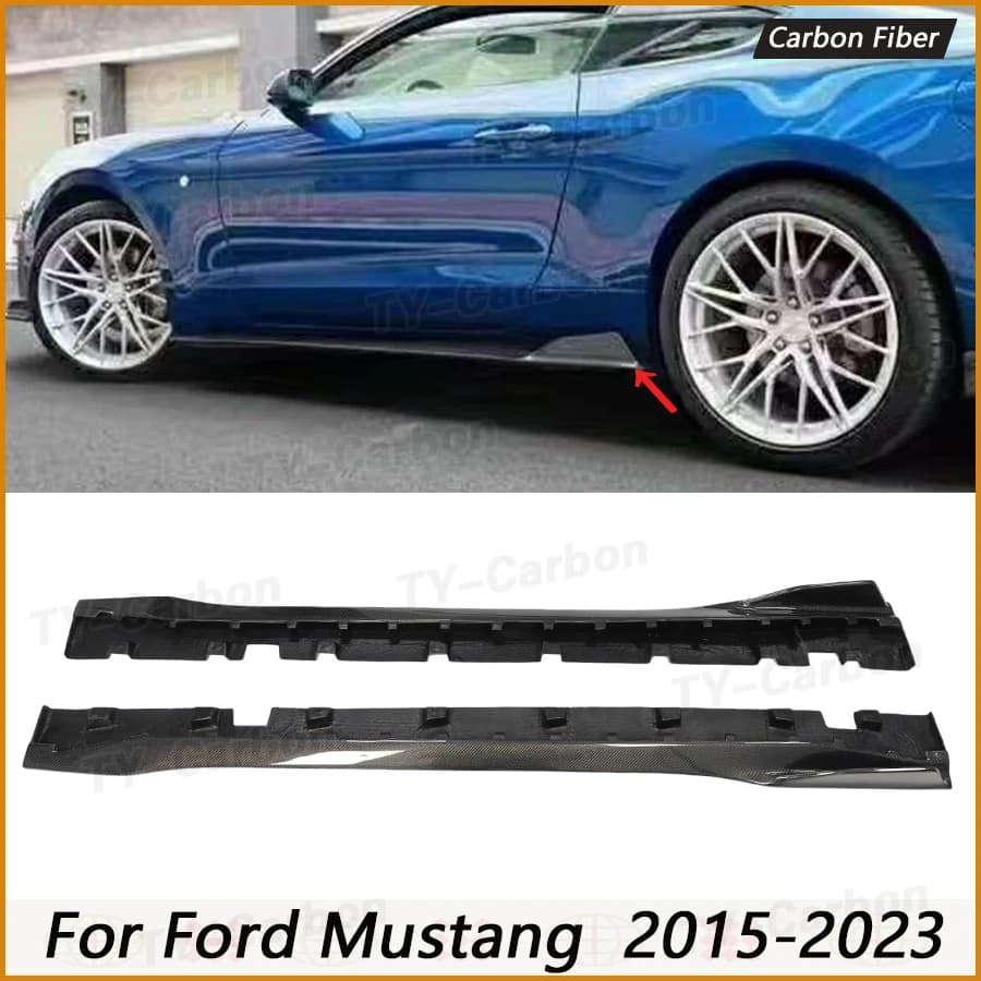Real Carbon Fiber Side Skirts Diffuser For Ford Mustang 2015-2023 TY Style Side Splitter Car External Accsesories Body Kit FRP