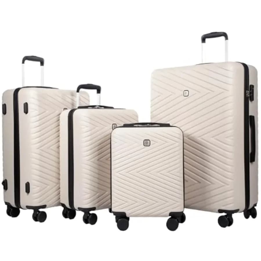 4-piece hardside luggage sets for travel, polycarbonate, matte black, lightweight and scratch-resistant