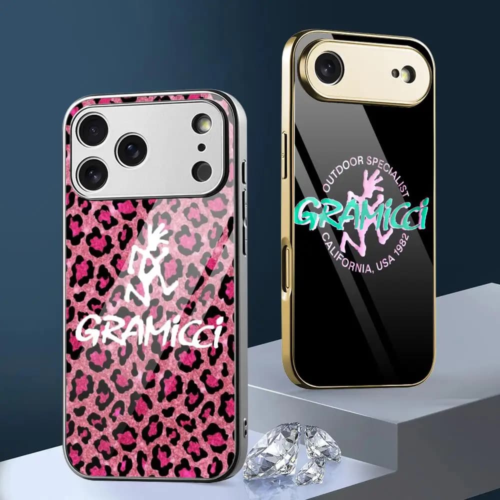 G-Gramicci Streetwear Phone Case For iPhone 17 16 15 14 13 12 Pro Max Plus Electroplated Metal Bumper Shockproof Case