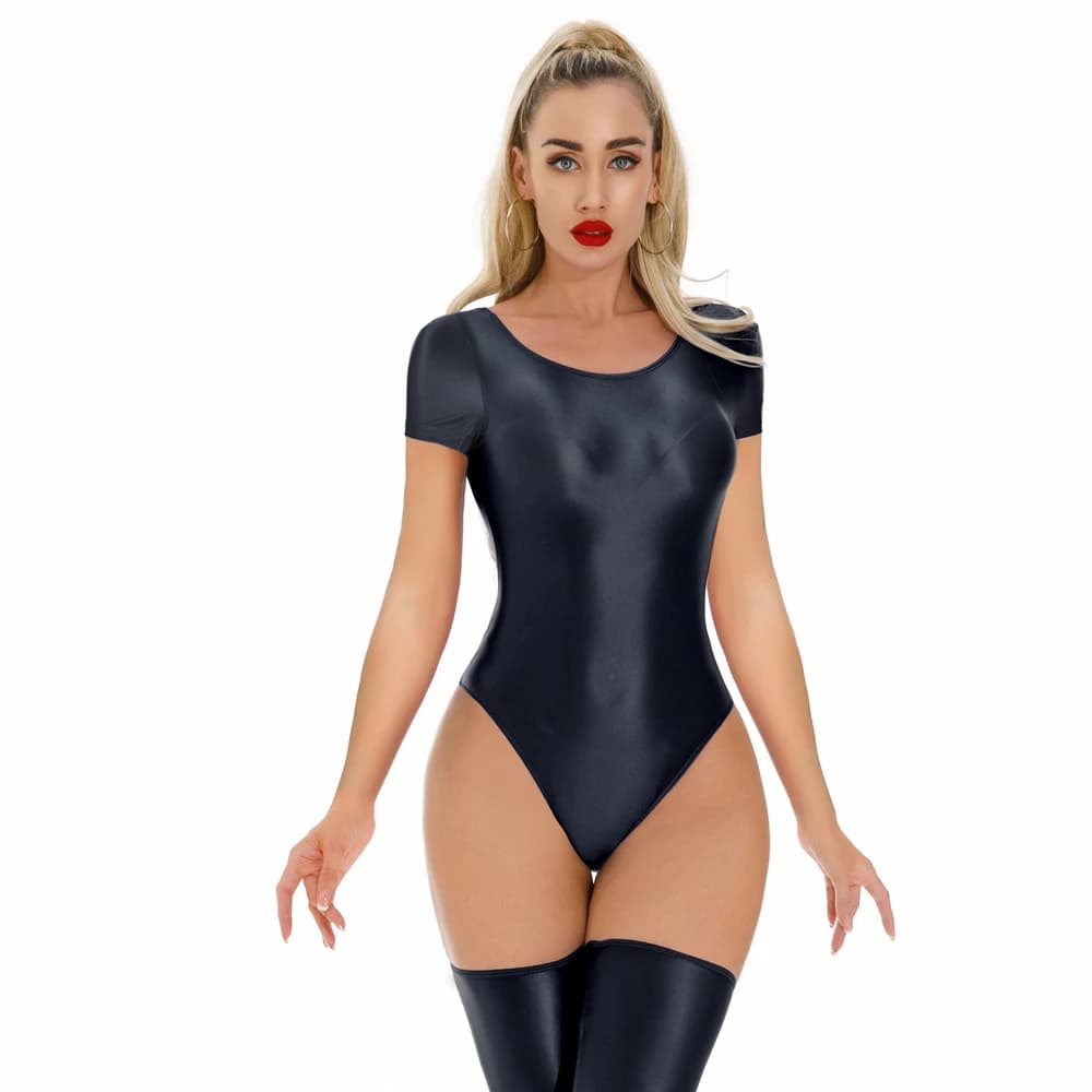 Donne sexy Yoga Macchia Liscio Body Olio Lucido Lucido Elastico Cameriera Collant Yoga Modellante Body One Pieces Perizoma Abbigliamento da ballo