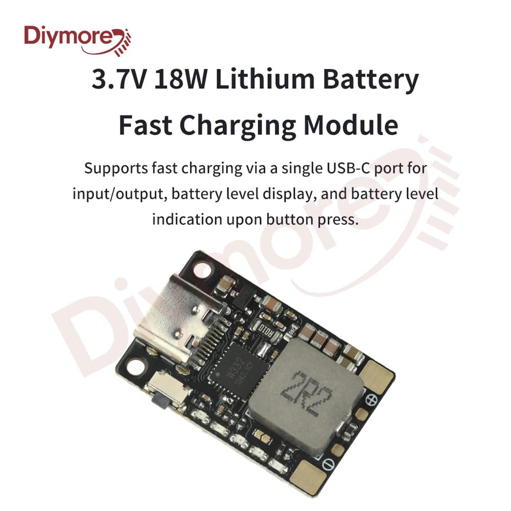Modulo di ricarica rapida per batteria al litio da 3,7 V 18 W Modulo di carica/scarica bilanciato di tipo boost adatto per power bank/droni di tipo C