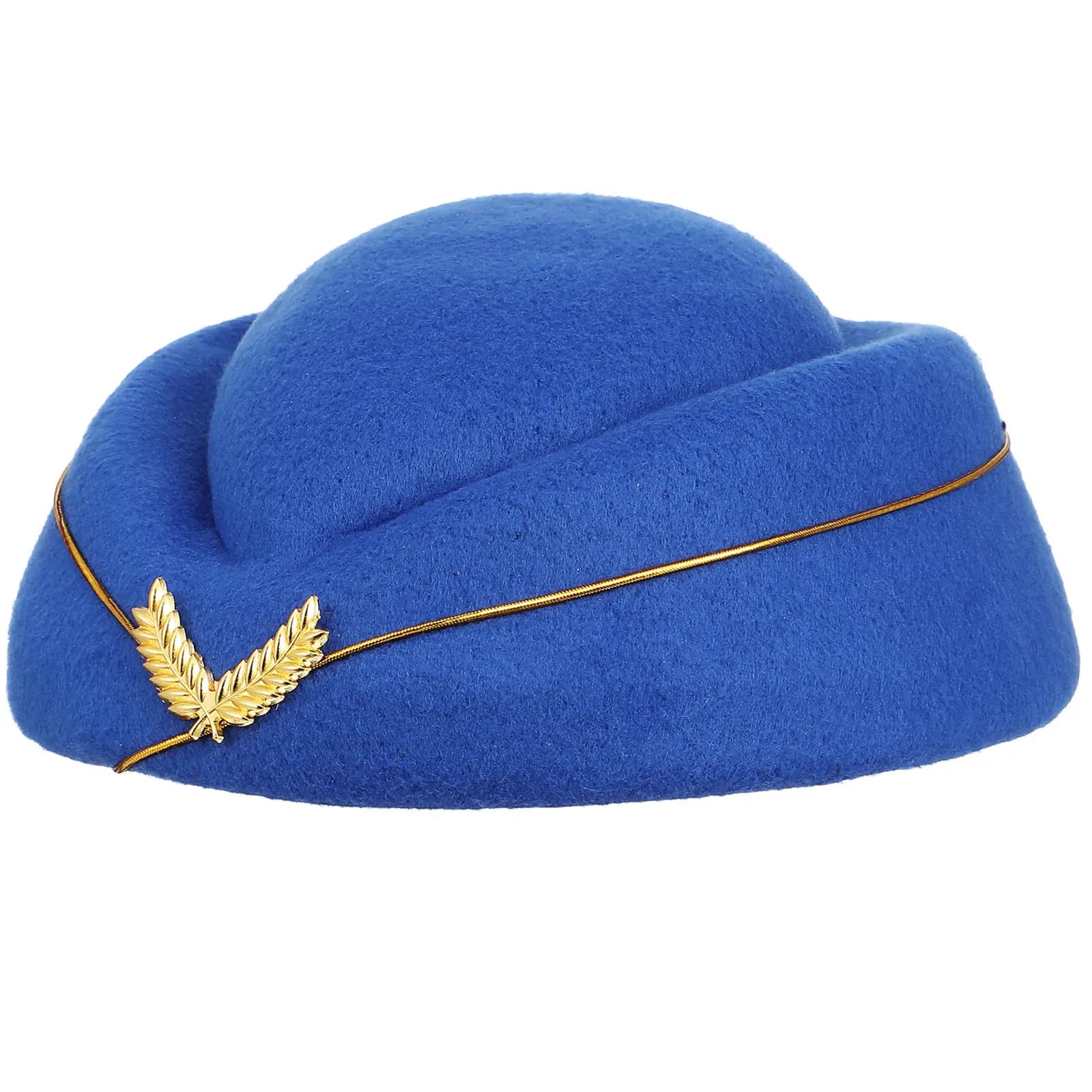 Cappello da Hostess Blu Royal per Donna, Taglia M, Berretto in Lana per Assistente di Volo, Costume per Cosplay e Spettacoli Musicali