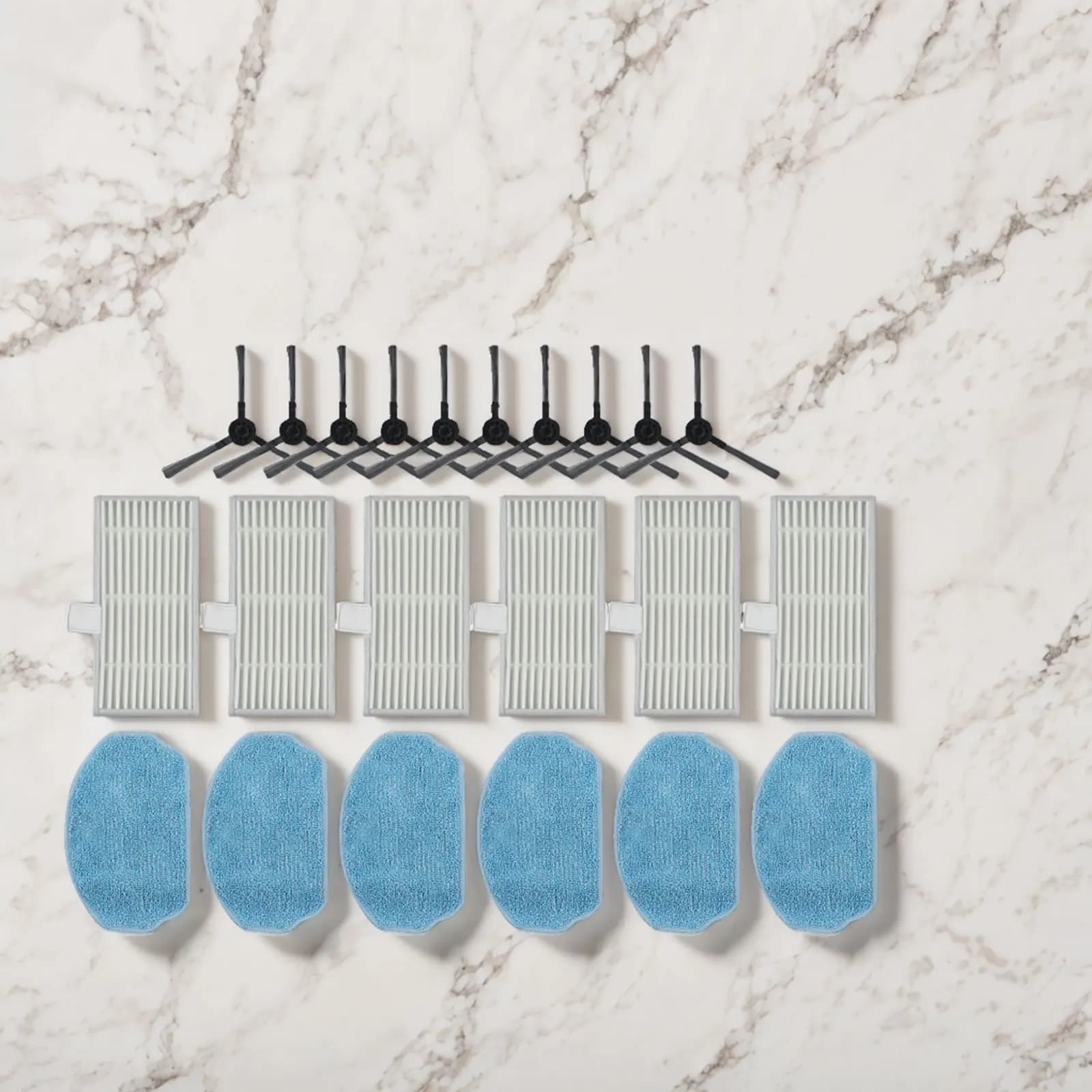 1 Set For EICOBOT BR150 For Cecotec For Conga 999 For X-Treme Robot Vacuum Cleaner Accessories 6 Mop Cloths 10 Side Brushes Kits