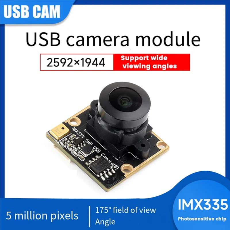 Y45A-IMX335 USB camera module 5MP 2K Video recording 175 ° Grandangolo 2592X1944 for Raspberry Pi 5 Jetson Orin easy to use