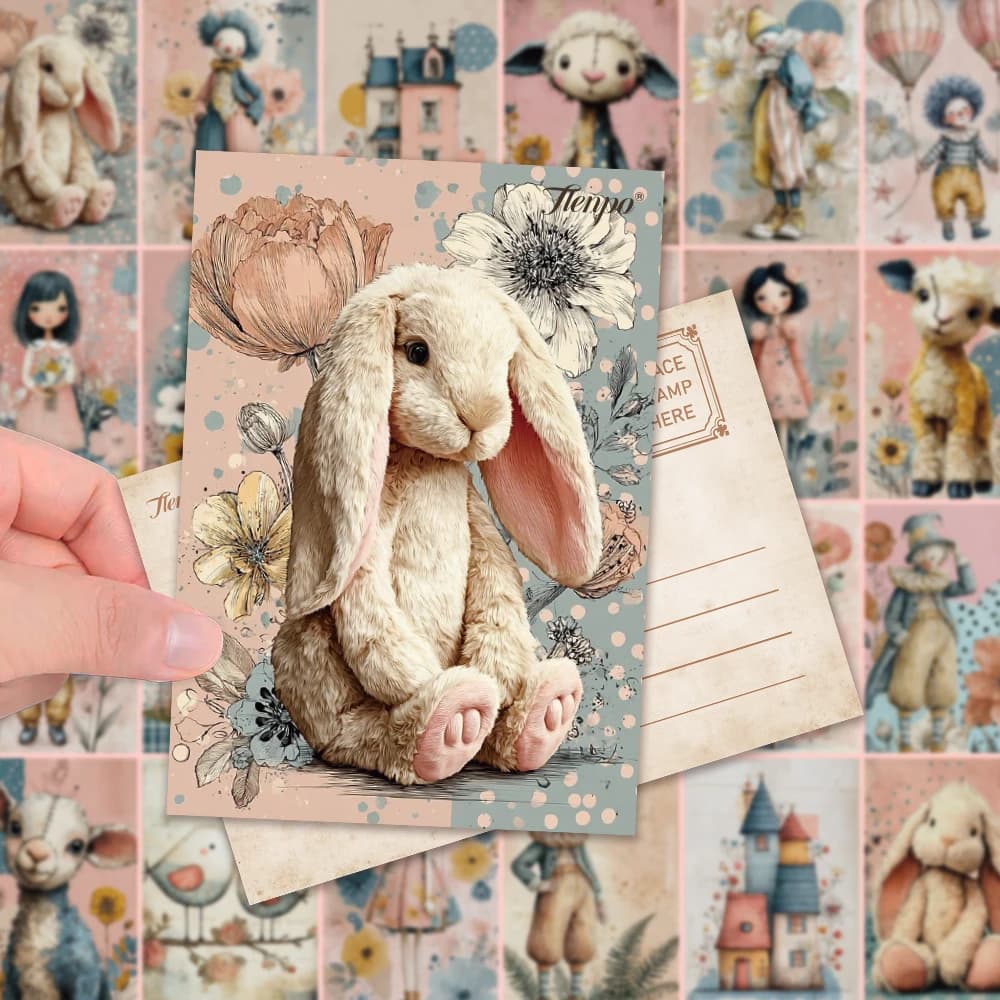 Serie di cartoline per bambole carine da fiaba vintage da 32 pezzi, biglietti d'auguri adorabili, adesivi murali, decorazioni per la camera da letto, cartoline retrò