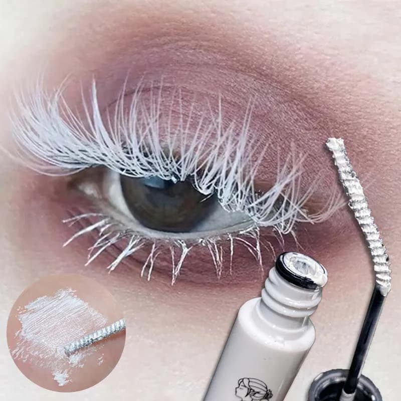 White Mascara Waterproof Long-wearing Fast Drying Curling Volume Eyelashes Extension Eyebrow Dye Tint Christmas Stage Makeup COS