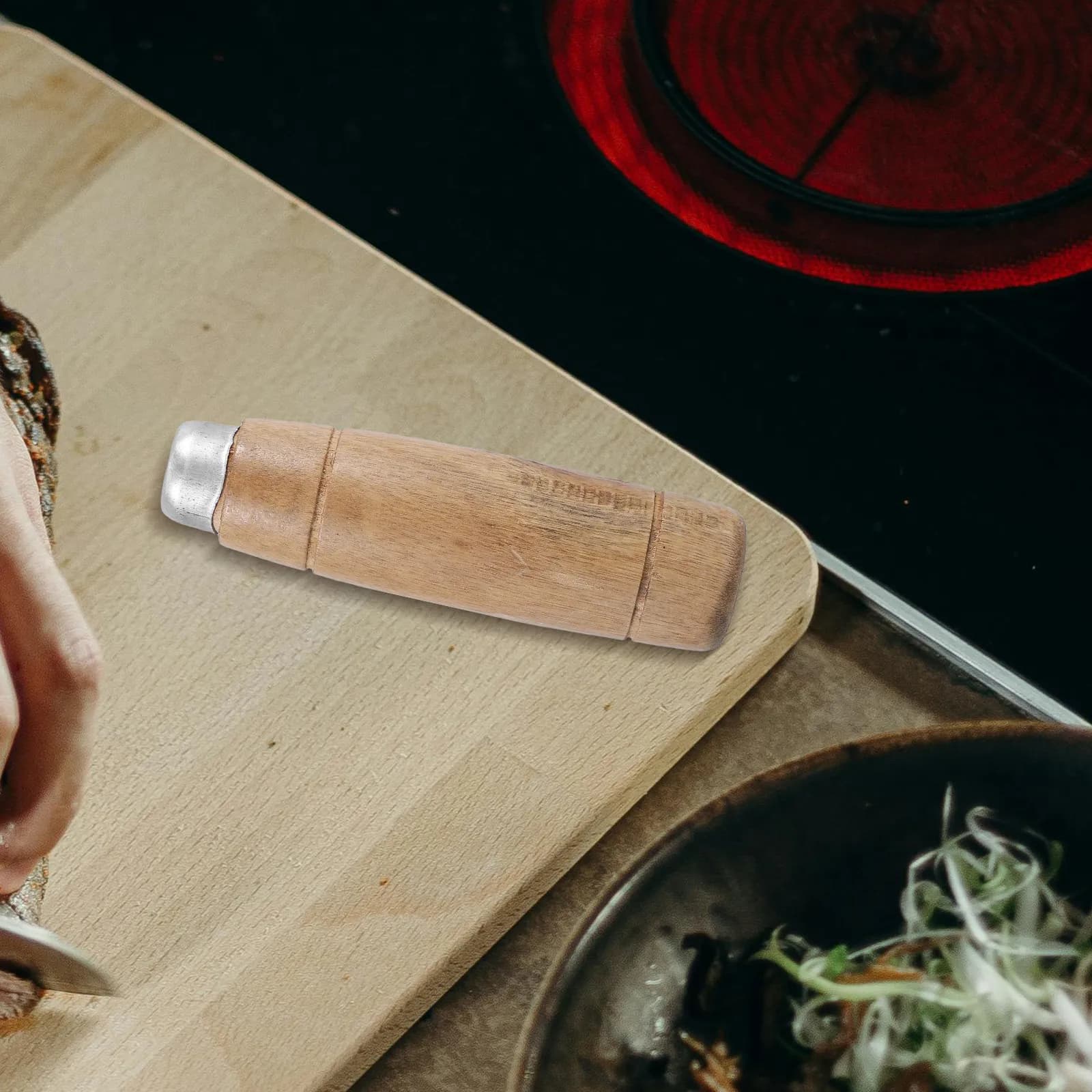 Manico di Ricambio in Legno Massello per Coltello da Cucina, Impugnatura Ergonomica Lucida, Parti di Riparazione per Coltelli da Chef Giapponesi Tradizionali