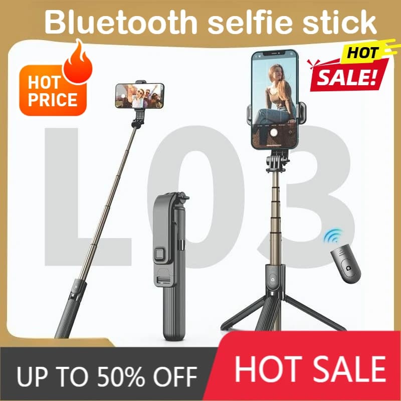 L03 Bastone Selfie Bluetooth con Treppiede Integrato, Supporto Portatile Universale per Fotocamera GoPro