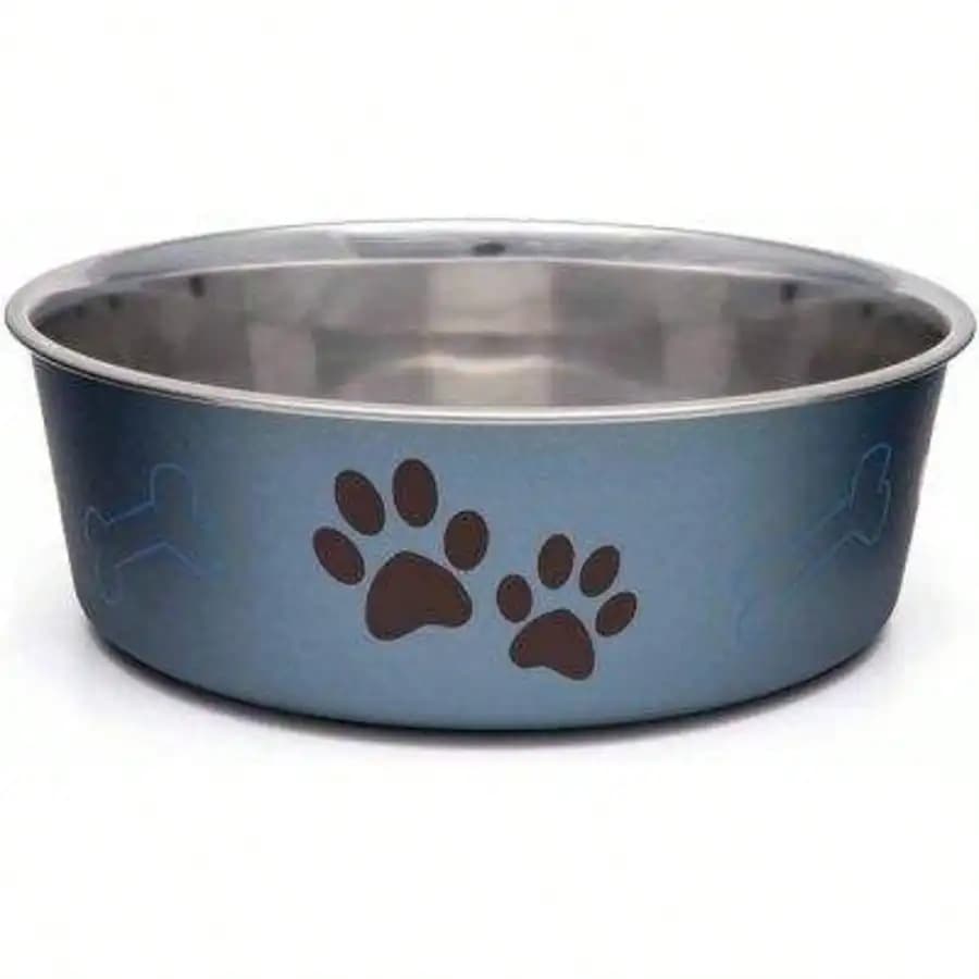 Dog Bowls- Stainless Steel Dog & Cat Bowls - Spill Proof Dog Food Bowl, Cat Bowl, Puppy Essentials & Pet Supplies Great For Home & Travel (Medium 20-35 Lbs, Blueberry)