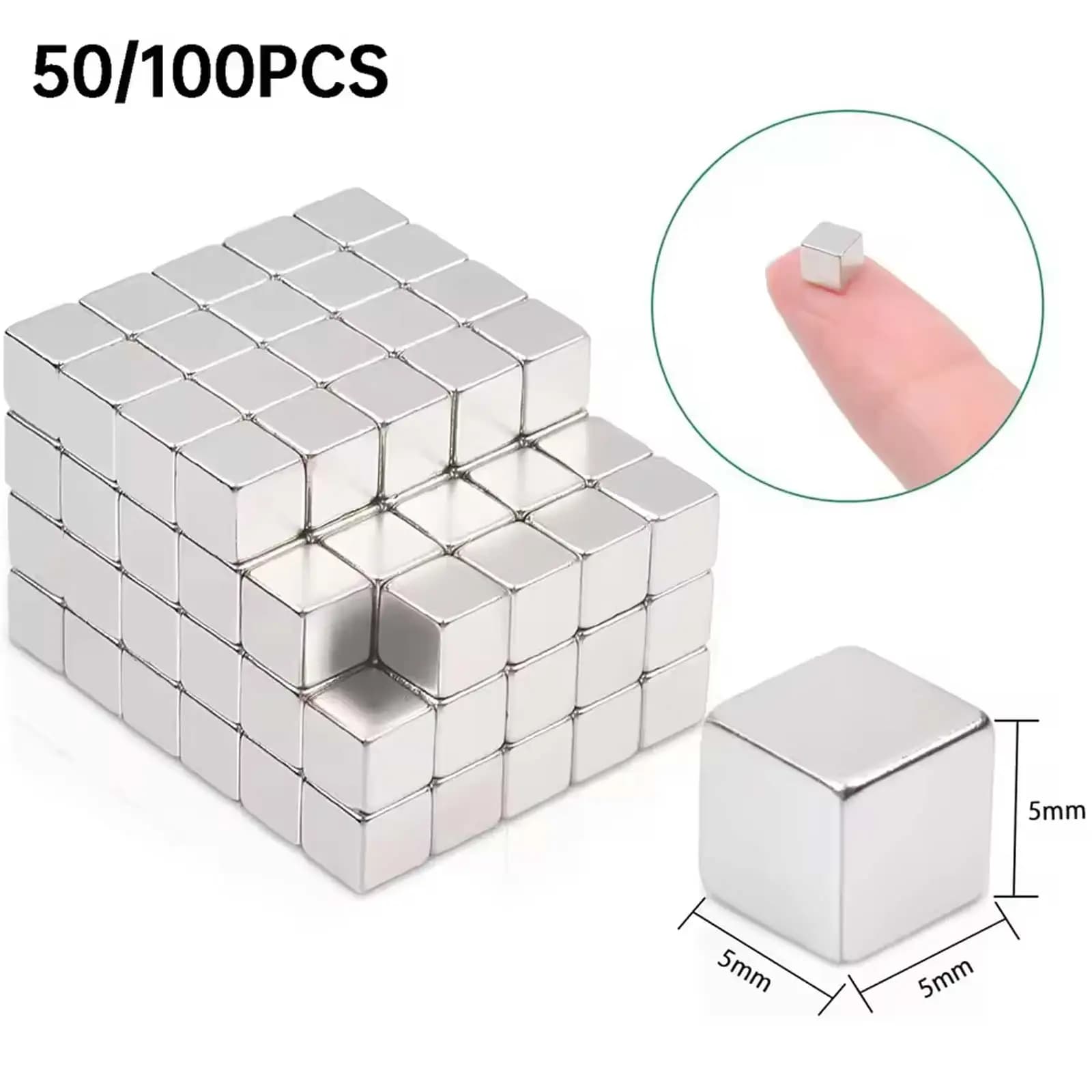 50/100 pezzi piccoli cubi magnetici quadrati forti mini magneti per progetti artigianali di lavagne da frigorifero dimensioni 5x5x5mm