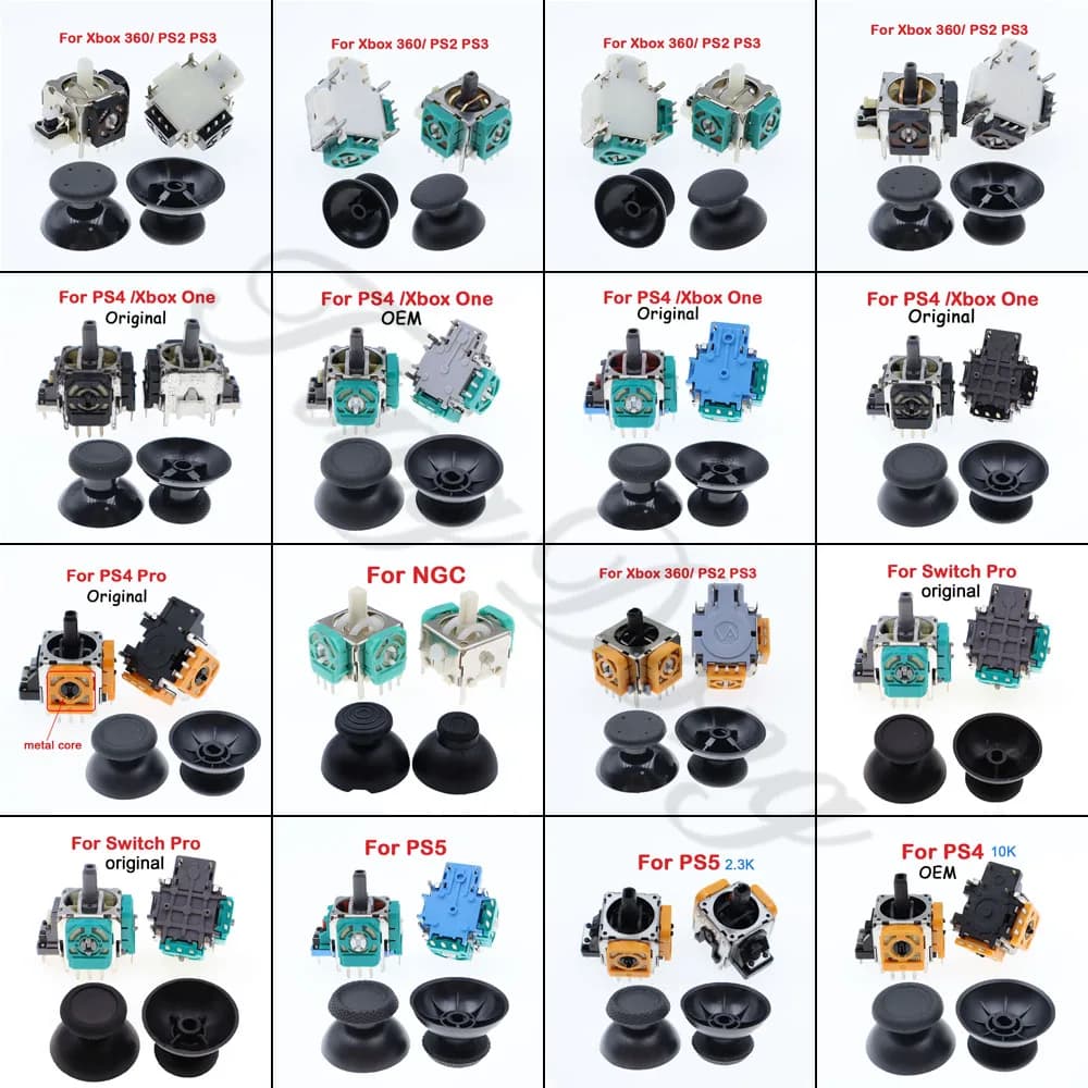 1 Set = 4 pezzi Per PS2 PS3 Xbox360 Controller Joystick 3D Sensore analogico e cappucci Accessori per gamepad per PS4 Xbox One PS5 Switch NGC