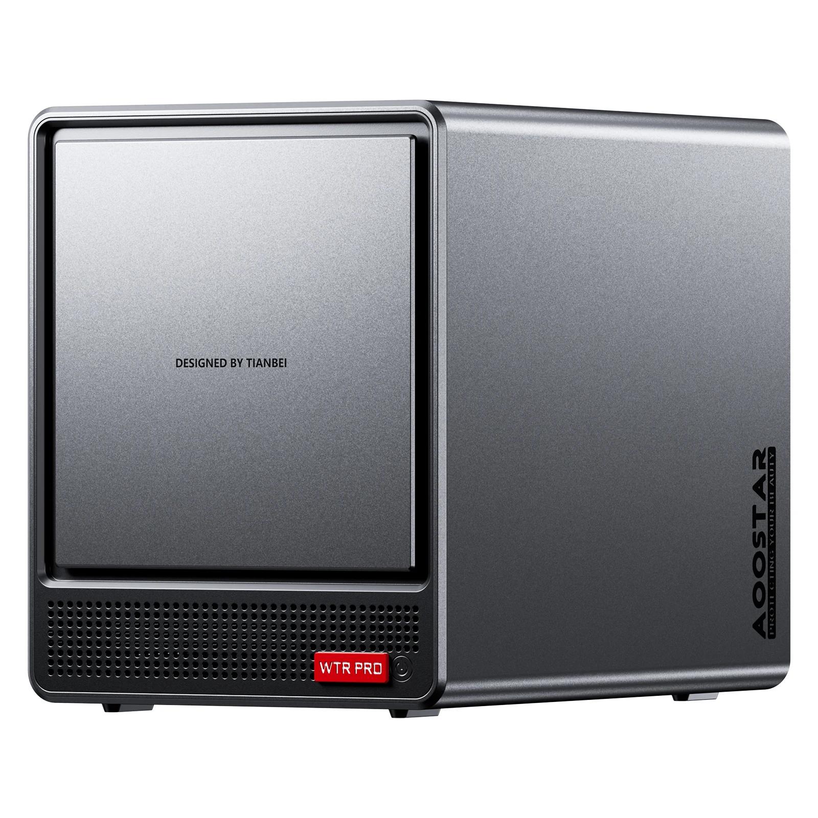 AOOSTAR Ryzen 7 5825U Mini PC NAS a 4 Bay, Senza RAM e SSD, Computer Desktop NAS con 2 Slot M.2 NVMe, 2,5/3,5 SATA x 4 Slot di Memoria
