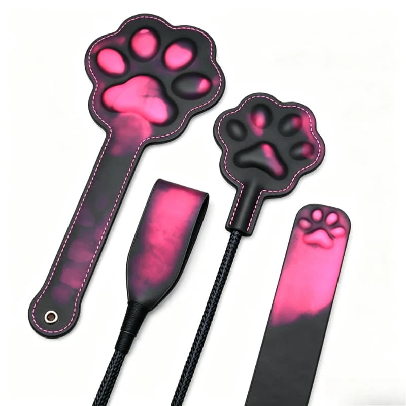 Body Heat Sensitive Color-Changing Leather Spanking Paddle – 3D Cat Paw BDSM Toy for Adults, Impact Play Fun Gift Set Role Play