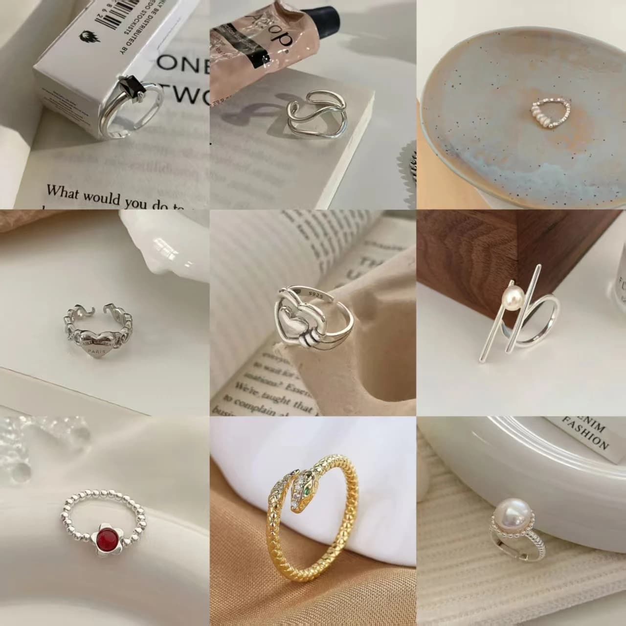 Anello da donna TAISILI in rame, minimalista, con pietra quadrata nera e argentata, regolabile, per donne eleganti, gioielli da indossare tutti i giorni e per feste.