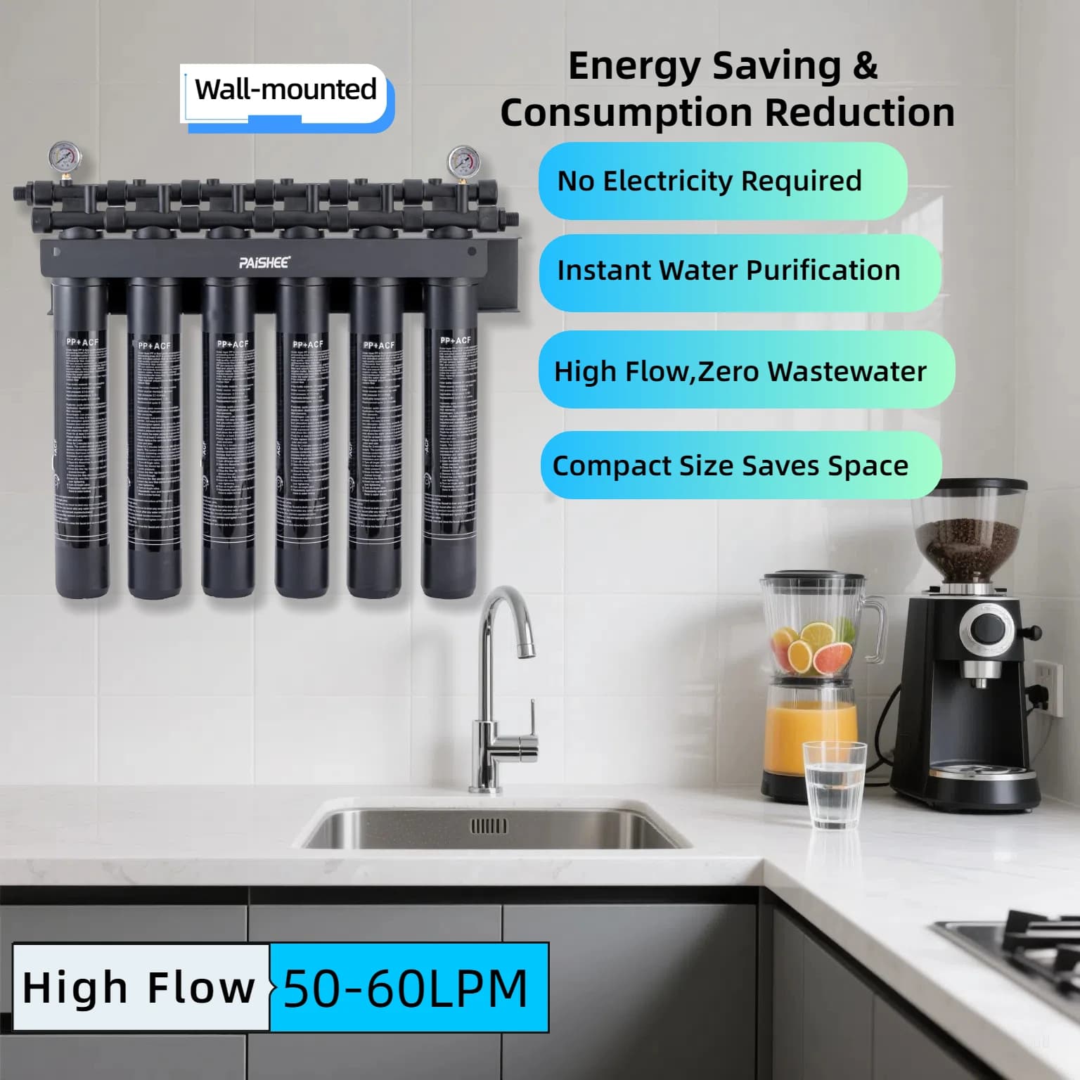 Purificatore del filtro dell'acqua ad innesto rapido ad alto flusso per uso commerciale per macchina per il ghiaccio manuale per macchina per il ghiaccio per uso domestico all'aperto