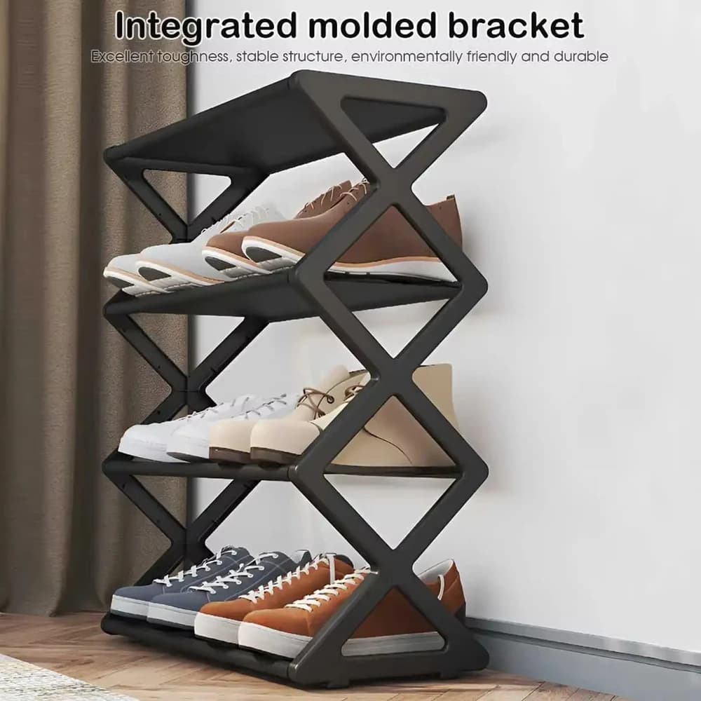 Multifunctional Storage Shoe Rack 4 Tier Stable Foldable Shelf Home Dorm Entryway Footwear Organizer for Living Room