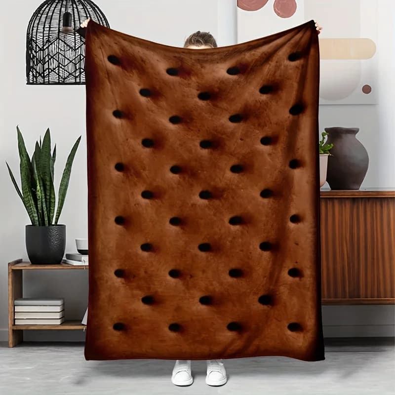 Coperta in flanella con stampa di biscotti al cioccolato - Copriletto morbido e accogliente per divano letto, regalo caldo per coprirezzi da viaggio