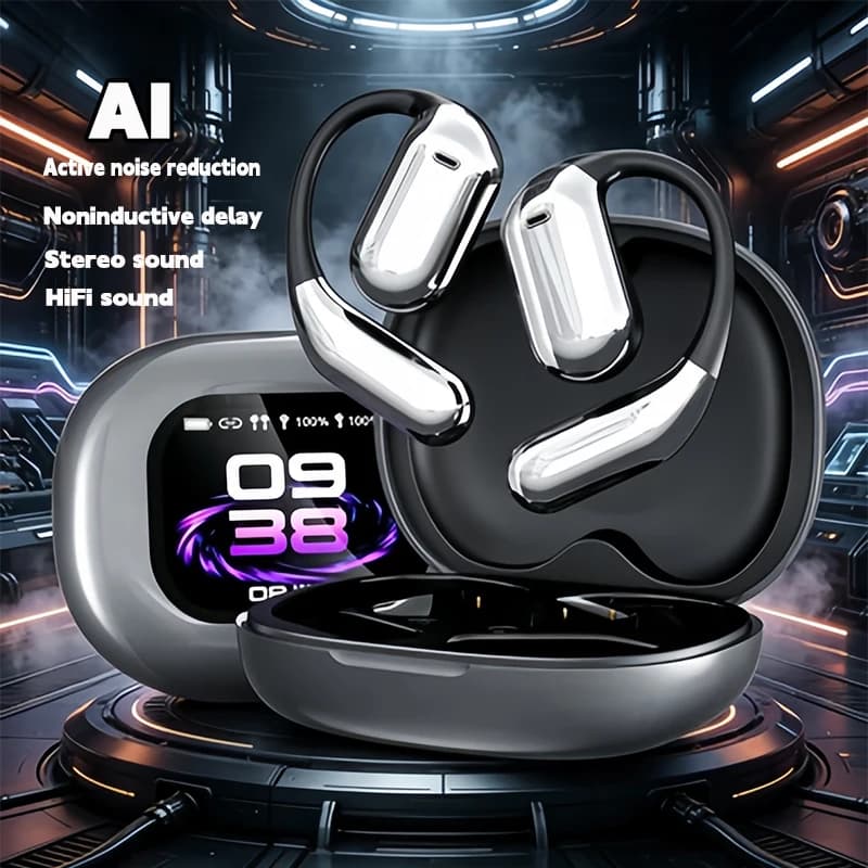 Auricolari Traduttori AI YYK Q16 Pro, Traduzione in Tempo Reale in 144 Lingue, Cuffie Wireless con Schermo Touch LCD e ANC
