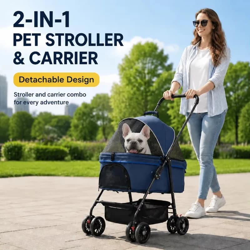carrinho pet Portable Dog Cat Stroller Foldable Lightweight Detachable 4 Wheels Pet Carrier Jogger Outdoor Travel Basket Breatha