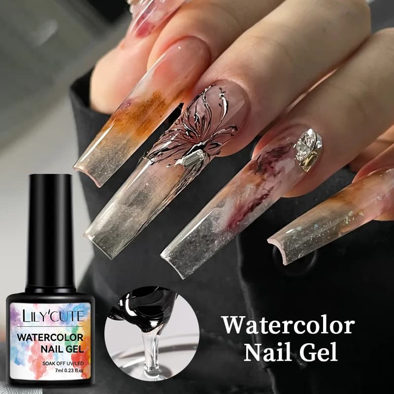 LILYCUTE 7ML Gel per unghie ad acquerello Base pelabile Smalto gel Funzione per unghie Semipermanente Soak Off Gel UV Nail Art Manicure Vernice