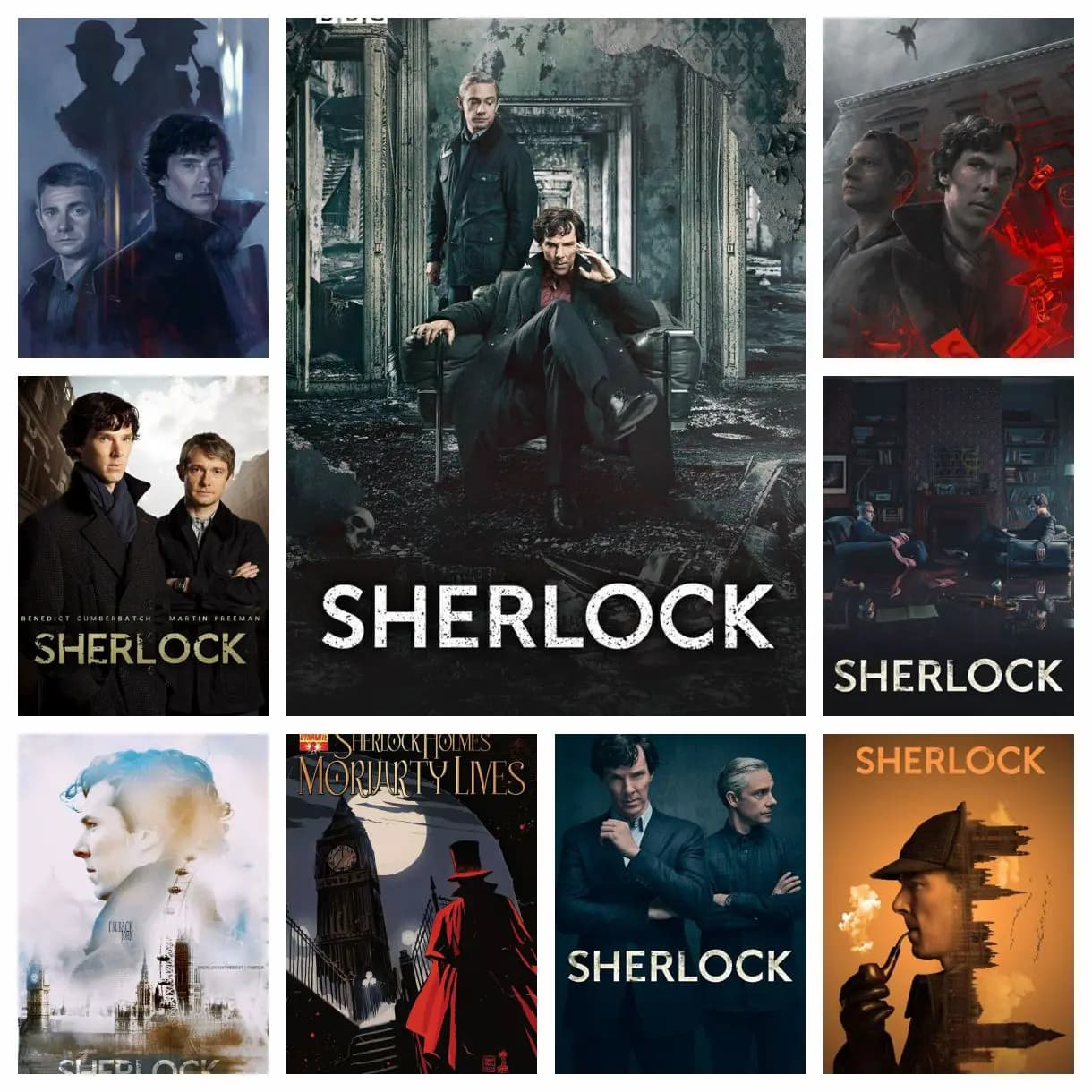 Serie Sherlock di Drammi Britannici con Misteri e Sospiri, Kit Fai-da-Te per Pittura Diamantata Rotonda, Decorazione Estetica per Soggiorno e Camera da Letto