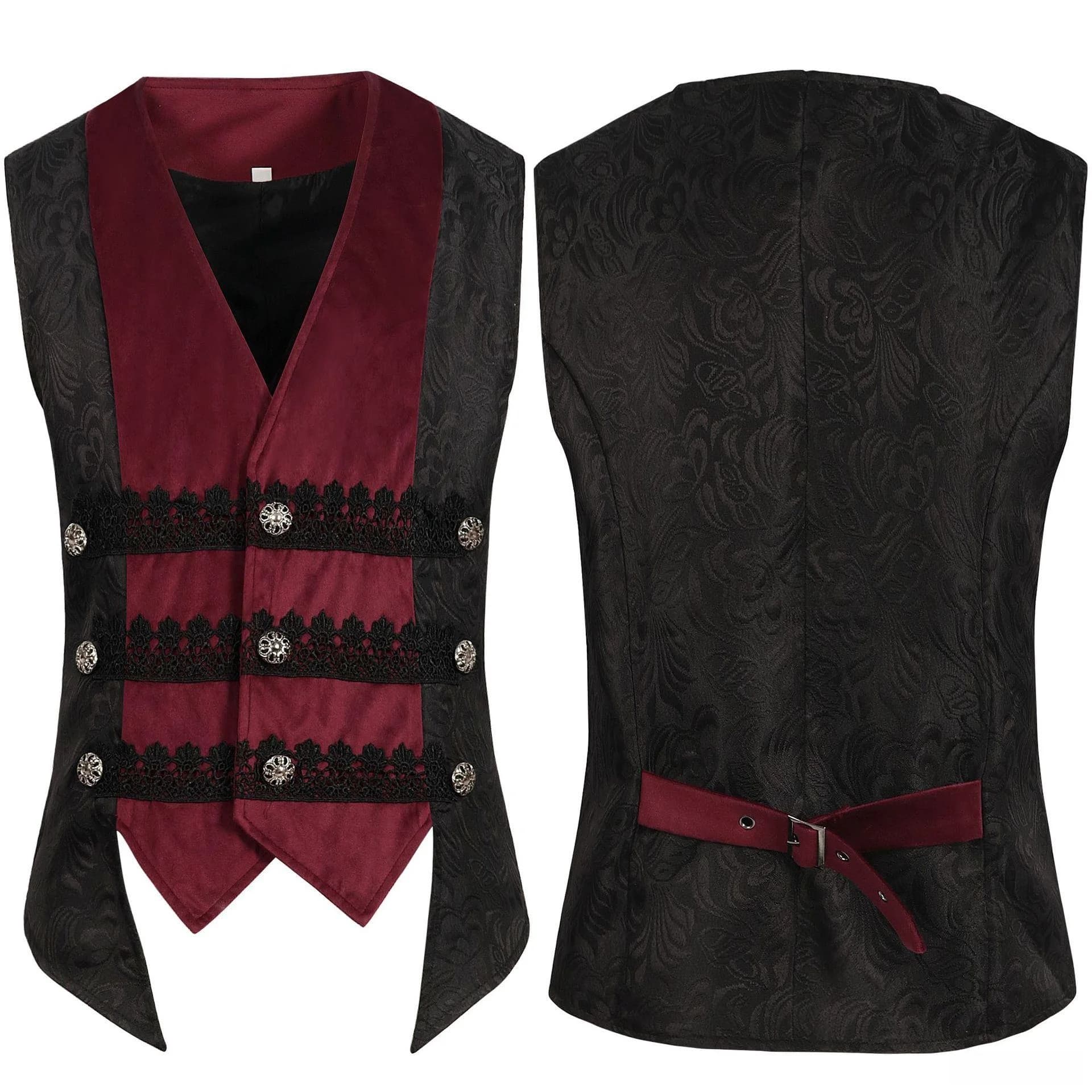 Rock Style Men's Single-Button Vest Jacket Decorative Fashion Outerwear Autumn Season Polyester Fiber Seven-Sleeve Top