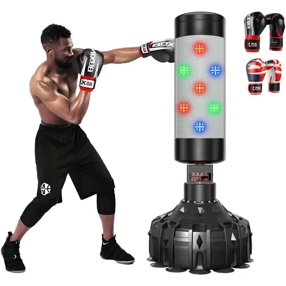 Bluetooth-Connected 69 Music Punching Bag with 2 Pairs of Gloves for Home and Gym Workout
