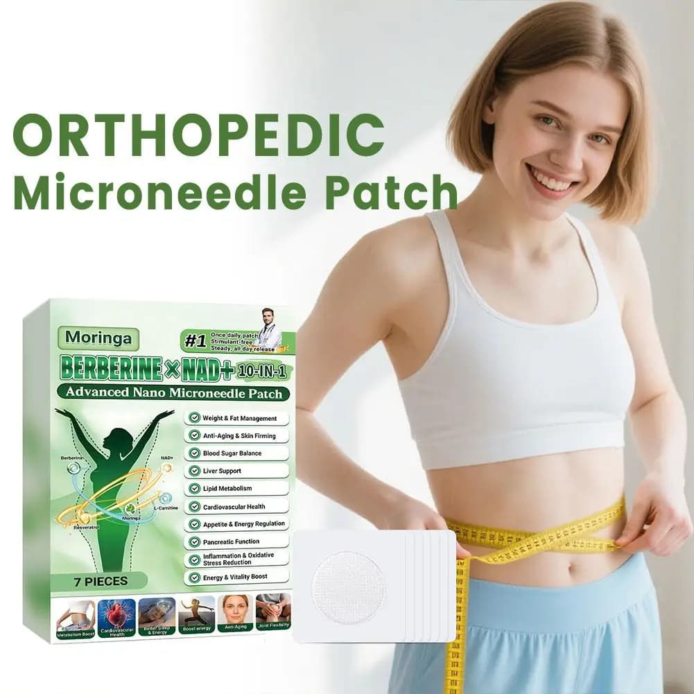 Patch Nano Microneedle 10in1 with Moringa, Berberina and NAD+ (7 Pieces) for Weight Management, Fat Control and Glycemia Balance