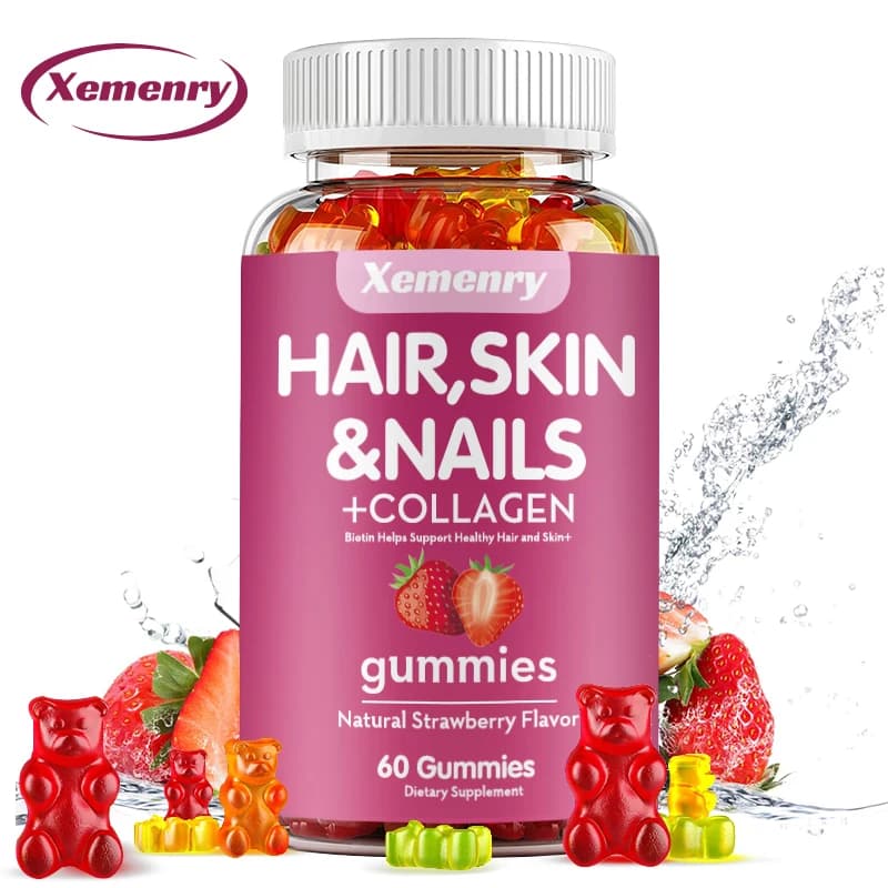 Caramelle gommose alla biotina e vitamine Potenza massima per capelli sani, pelle e unghie, vitamine per capelli per uomini e donne | Senza glutine