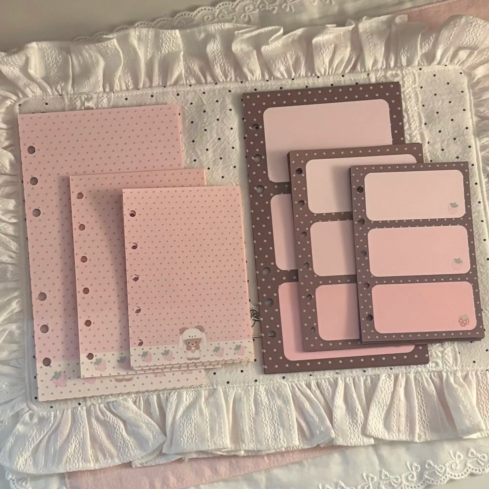 Strawberry 40 Sheets (2 Designsx 20pcs) M5/A7/A6 Personal Refill Paper Planner Inserts Journal Pages for Ring Binder Notebook