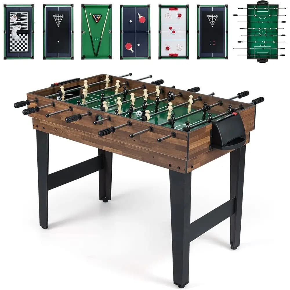 Set Tavolo Multigioco All-in-One per Adulti: Biliardo, Ping Pong, Air Hockey, Bowling, Scacchi, Dama, Backgammon