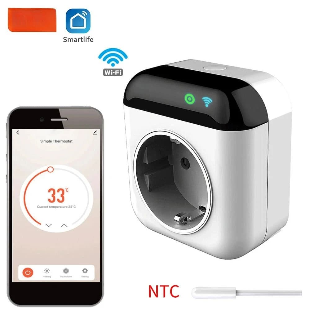Thermostat Smart Wifi Power socket Temperature controller Plug-in wireless 15A Timer program Electric switch for heating