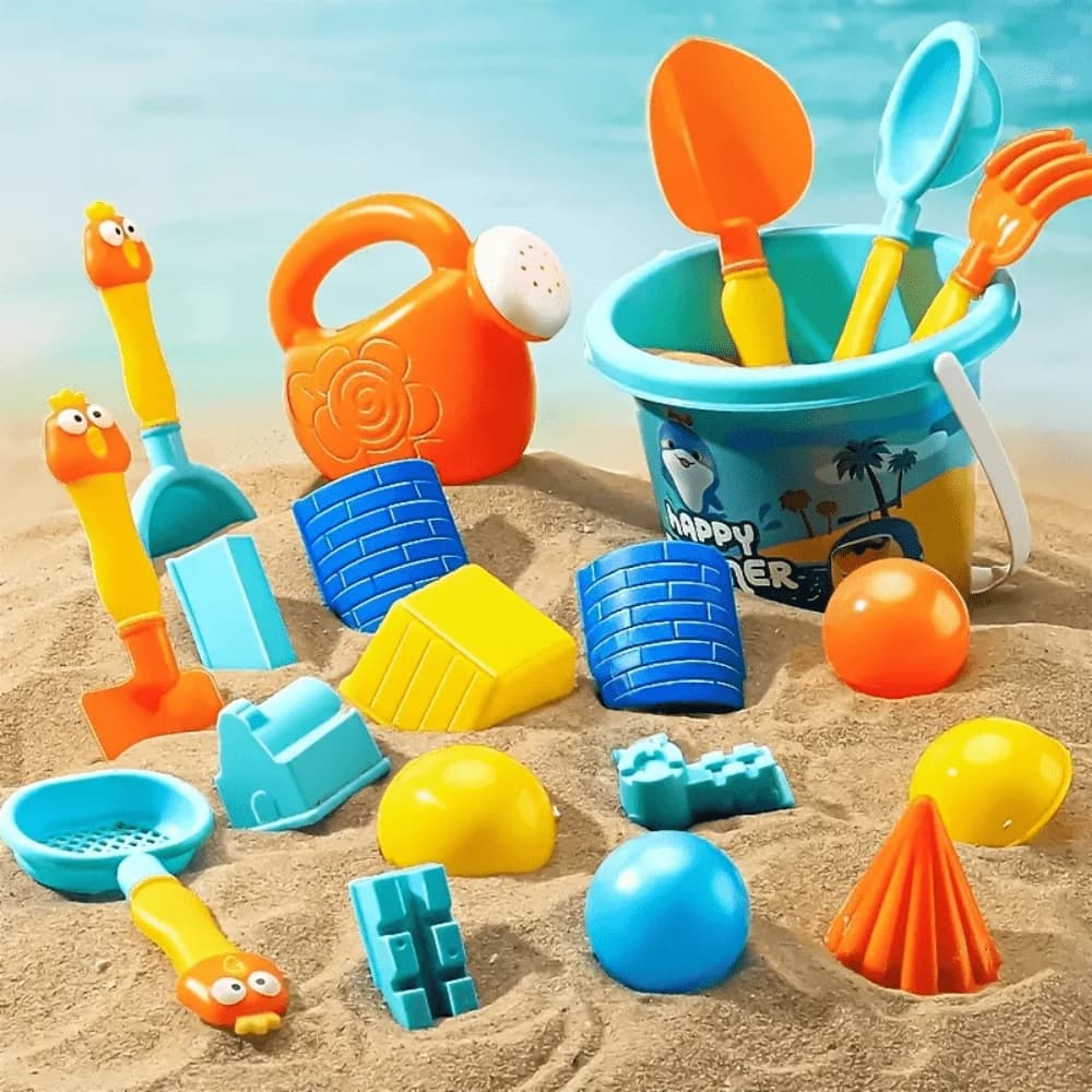 20 pezzi di giocattoli da spiaggia, pala per scavare nella sabbia, set da spiaggia per bambini, giocattoli per ragazzi e ragazze, colore e stile casuali