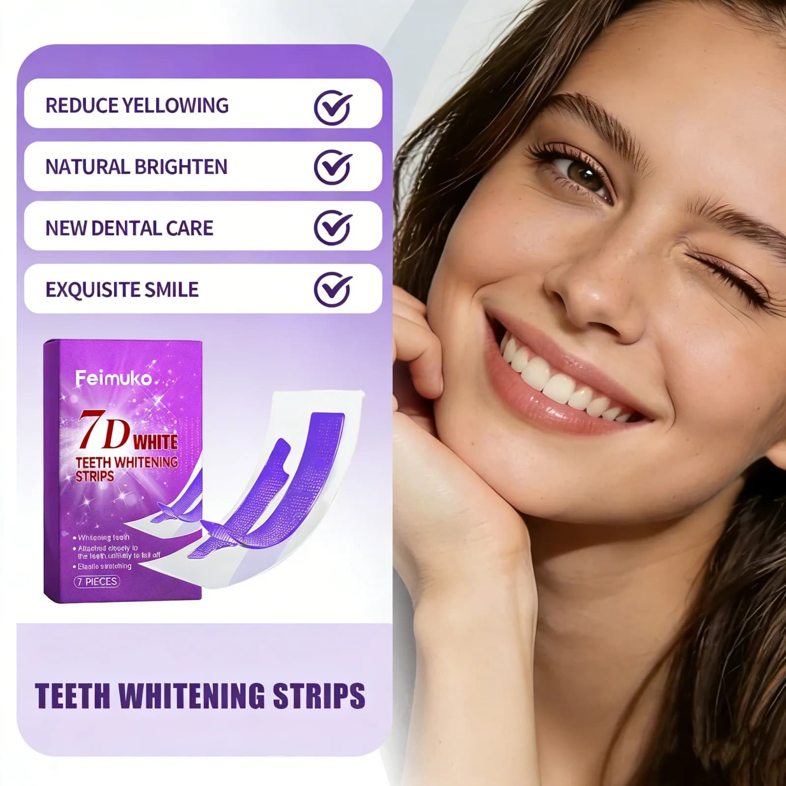 7 Strips Whitening Gel for Tooths, Rimuovono Placca e Macchie di Tartaro, 7D Professional Whitening Effect, Patch Gel Whitenings for Tooths