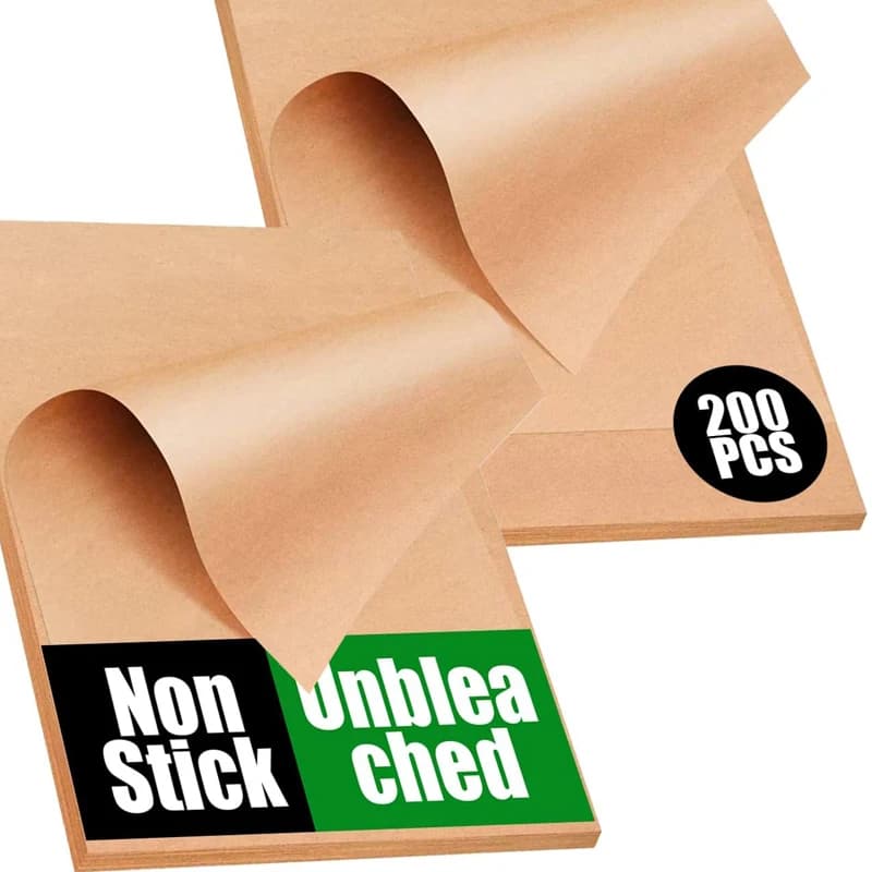 50-200 Pezzi di Carta da Forno Non Sbiancata, Antiaderente e Non Tossica per Forno, Cucina, Griglia e Friggitrice ad Aria