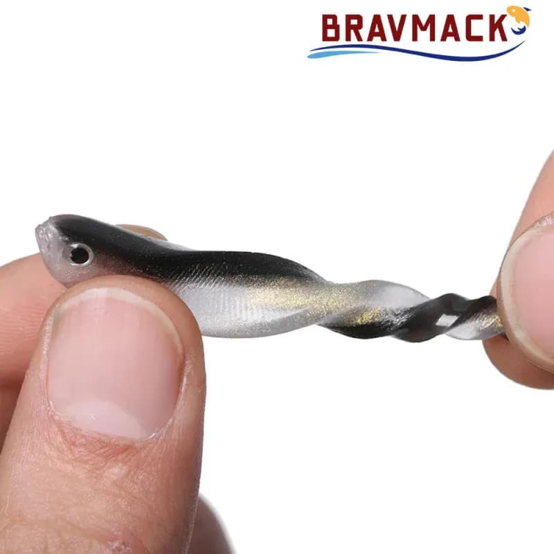 BRAVMACK 10PCS Esca per pesci morbidi Argento Tiddler Drop Shot Richiamo Gomma morbida in silicone Shad per pesce persico Luccio Trota Wobblers Esca da pesca