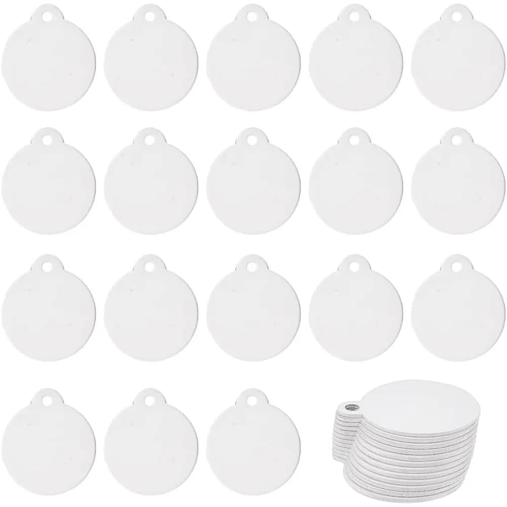 30pcs Sublimation Aluminum Blank Flat Round Aluminum Stamping Tag Blank Dog Tag Double Sided Transfer Tags for DIY Keychains kit