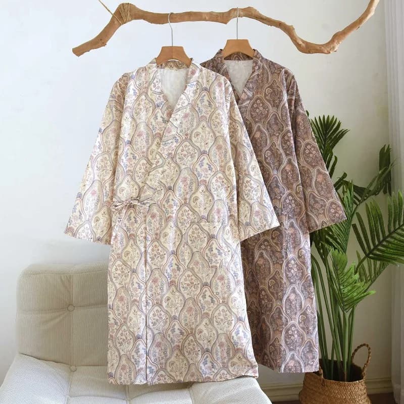 2026 delle nuove donne primavera/estate Kimono vestaglia da notte 100% garza di cotone accappatoio sottile abbigliamento per la casa vestaglia indumenti da notte