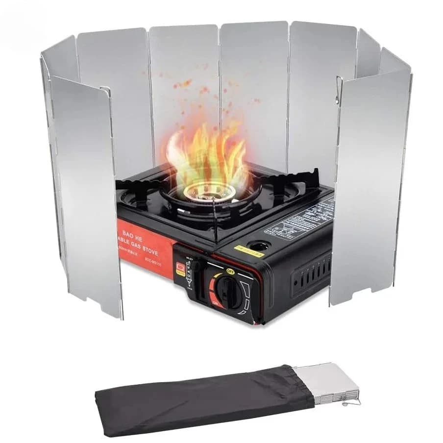 Folding Camping Stove Windshield Gas Stove Wind Shield Lightweight Outdoor Picnic Cooker Wind Screen