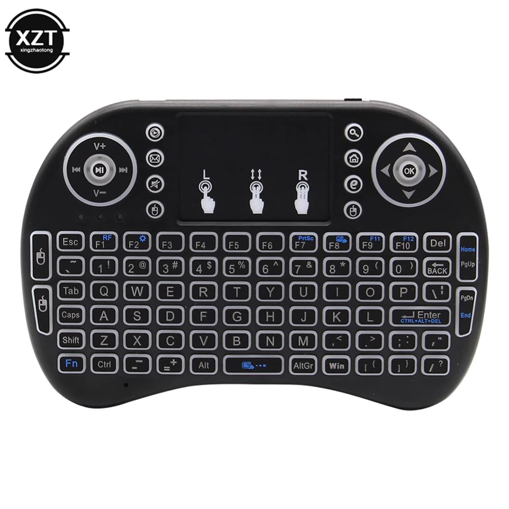 Nuovo retroilluminato inglese russo spagnolo arabo ebraico 2.4G Air Mouse Touchpad remoto per Android TV Box PC I8 Mini tastiera Wireless