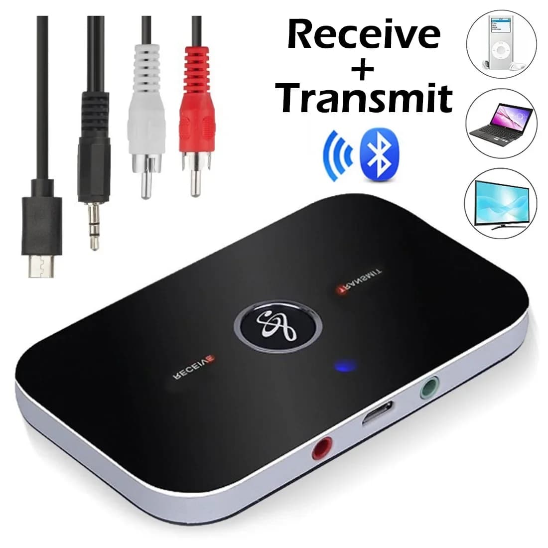 Receiver Bluetooth 5.0 RCA Jack AUX 3.5mm Dongle USB Wireless Adapter for stereo music for car kit PC TV Headphones