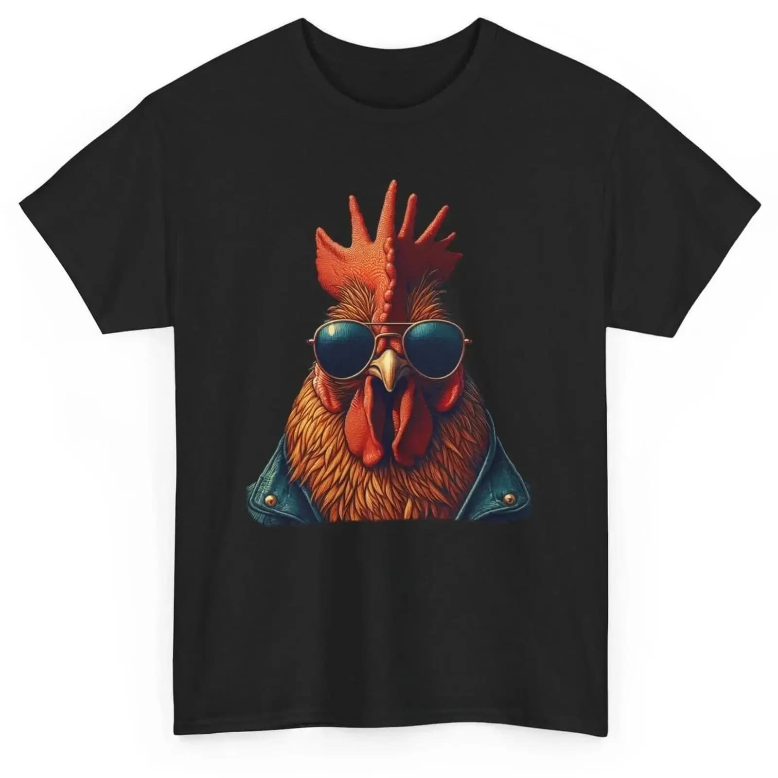 Funny Chicken T shirt Novelty Humorous Cool With Sunglasses vintage Washed Soft Stylish homme fashion Versatile Slightly