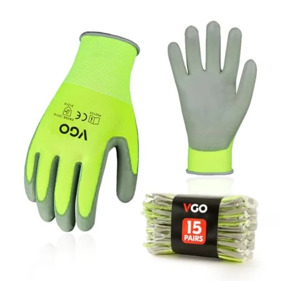 15 paia di guanti da lavoro di sicurezza, guanti da giardinaggio, guanti con rivestimento in poliuretano, senza lattice, taglia M PU2103