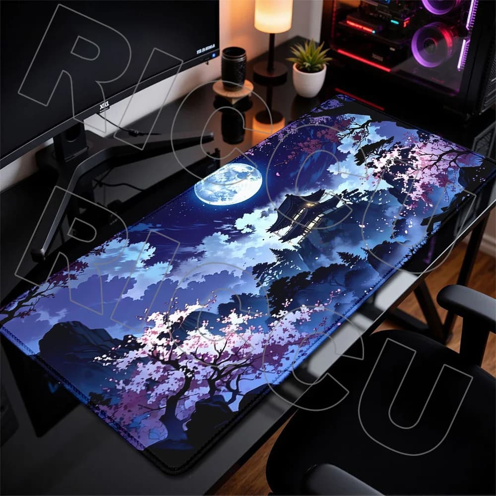 XXL Cherry Blossoms Desk Mat Rug Non-Slip Gaming Office Mat Mouse Pad Tower Pink Trees MousePad Pc Accessories 400x900mm carpet