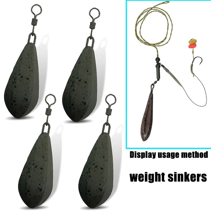 YOTO 4pz Fishing weights in the carp Piombini, 42g-128g, Willow-shaped fishing Lead coated with reeds Fishing equipment for the carp blow