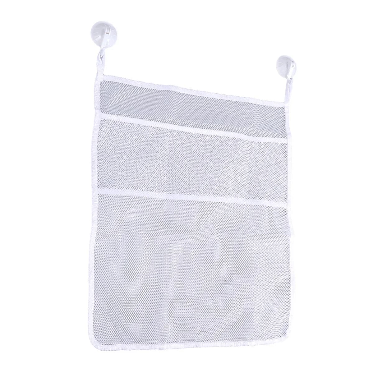 Sacchetti portaoggetti in rete per vasca da bagno, organizer con ganci a ventosa resistenti, 45x52cm, cestello di scarico premium, reti portaoggetti per il bagno