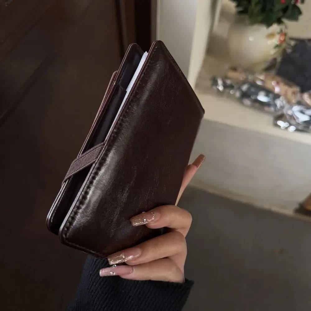 Portable Card Holder PU Passport Bag Purse Ticket Holder Passport Clip Multifunctional Airplane Check-in Travel Wallet Men