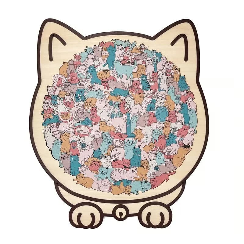 Puzzle in legno di gatto di colore pastello Giocattoli educativi Gioco di apprendimento Montessori Rompicapo Regalo per bambini Attività familiare